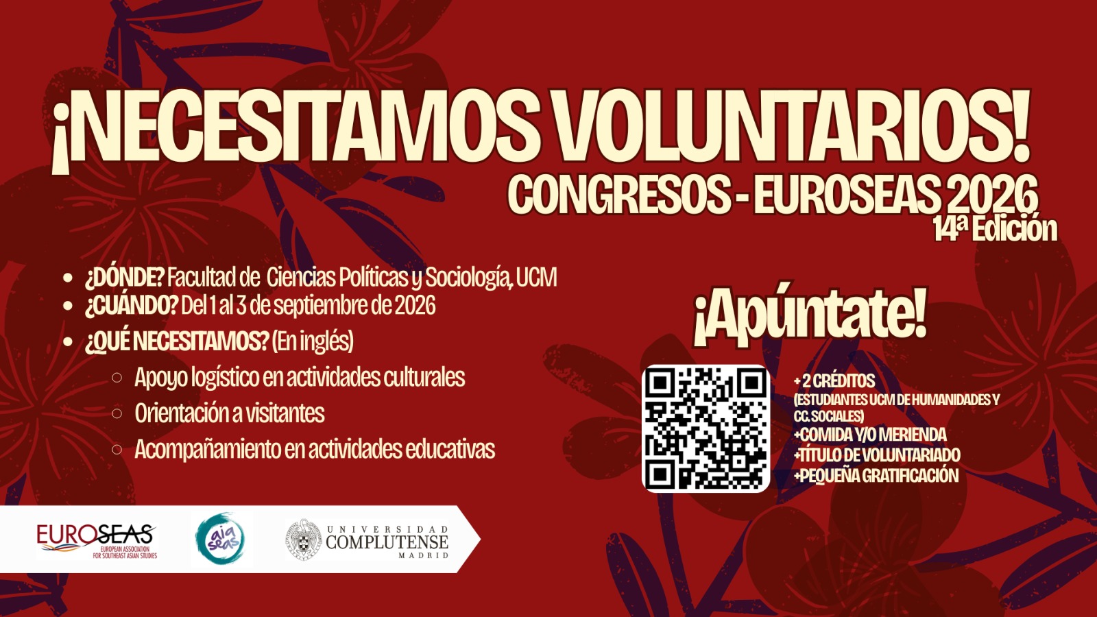 ¡Necesitamos voluntarios! Congreso EUROSEAS 2026